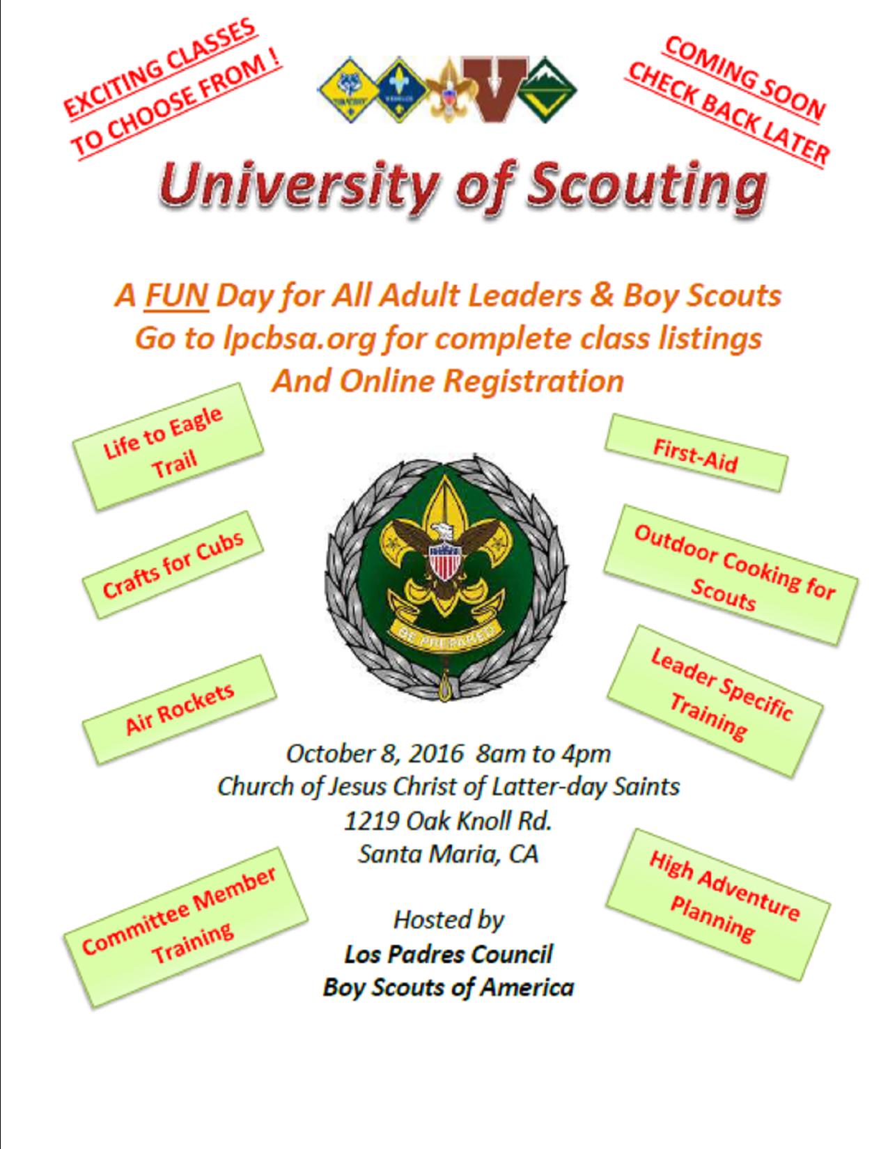 2016 University of Scouting Promotion Flyer